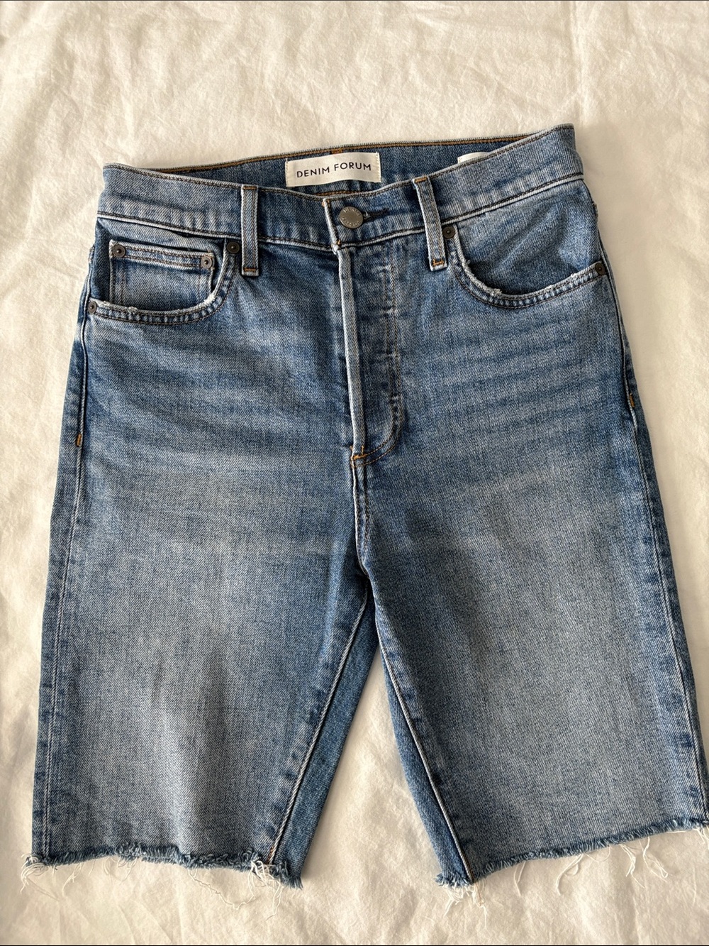 Denim Forum Light Blue Relaxed Cut-Off Jeans